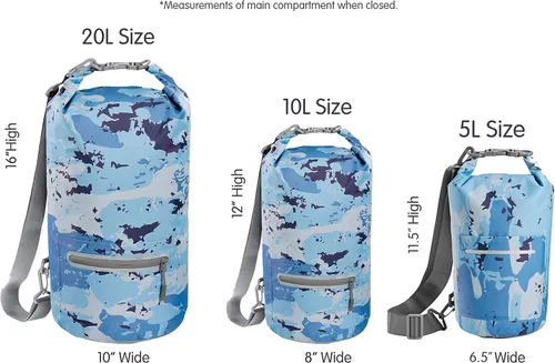 Miniatura 4 de Skog Å Kust DrySak - Bolsa impermeable con tapa enrollable para viajes y al aire libre - tamaños de 5, 10 y 20 litros Camuflado azul