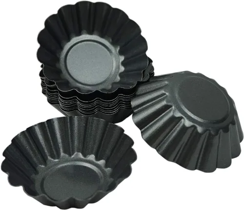 Miniatura 7 de Paquete de 12 moldes para tartaletas de huevo, latas antiadherentes de acero al carbono, molde para tartaletas, moldes para tartas, cupcakes, pudín