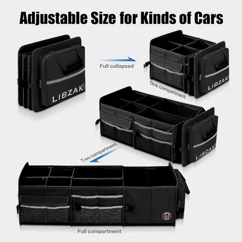 Miniatura 3 de LIBZAKI - Organizador de almacenamiento para maletero de automóvil, caja de almacenamiento plegable para auto, camión, SUV, color negro