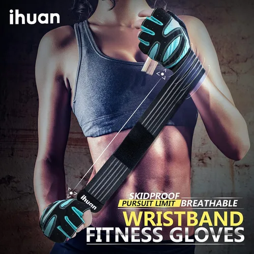 Miniatura 6 de ihuan - Guantes de entrenamiento con ventilación, unisex, protección completa de la palma de la mano; para levantamiento de pesas, entrenamiento