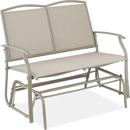 Best Choice Products Columpio Deslizante de Patio para 2 Personas Banco Loveseat Balancín de Acero para Terraza, Porche con Tela Textilene, Marco de
