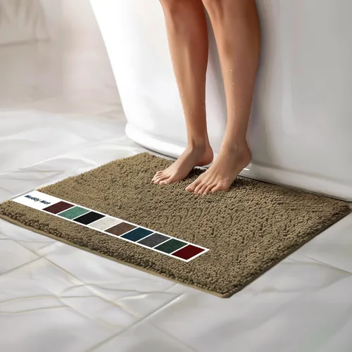 Miniatura 38 de Muddy Mat Alfombras de Baño de Chenilla de Microfibra de Secado Rápido Antideslizantes Lavables, Extra Gruesas, Suaves y Altamente Absorbentes Gris