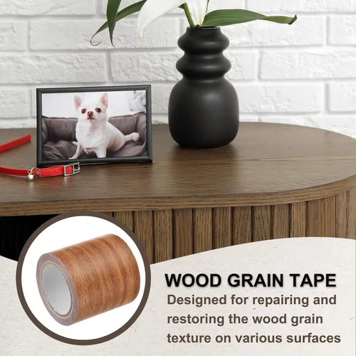 Miniatura 4 de PATIKIL Cinta de grano de madera de 2.2 pulgadas x 15 pies, cinta de reparación de textura de madera autoadhesiva con efecto de madera realista
