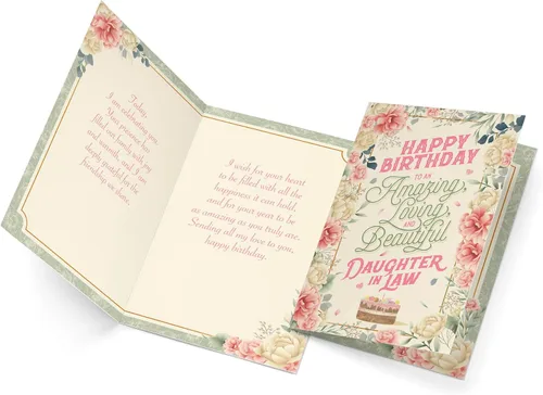 Miniatura 3 de Prime Greetings Tarjeta de cumpleaños para nuera, hecha en Estados Unidos, ecológica, cartulina gruesa con sobre premium de 5 x 7.75 pulgadas