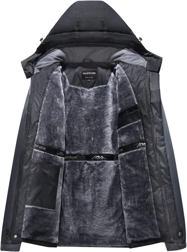 Miniatura 2 de HOW'ON - Chaqueta de invierno con capucha y forro polar, resistente al viento, impermeable, abrigo para montaña