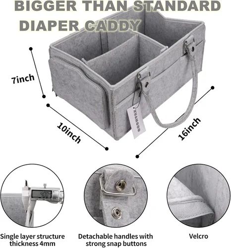 Miniatura 3 de XUANGUO Organizador de Pañales para Bebé con Asa - Cesta de Almacenamiento de Guardería Neutral por Género - Bolsa de Mano Portátil - Organizador