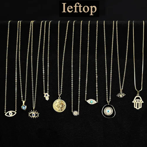 Miniatura 7 de Collar contra el mal de ojo para mujer, chapado en oro de 14 quilates, delicado collar de mal de ojo, collar con dije de ojo de diamante azul