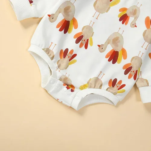 Miniatura 5 de FYBITBO Traje de Acción de Gracias para bebé, niña y niño, sudadera de pavo sin botones, mameluco de manga larga, linda ropa de otoño