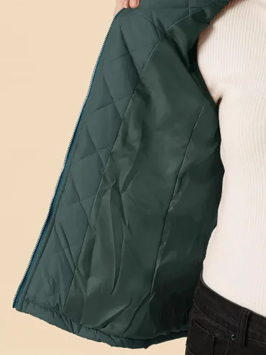 Miniatura 5 de Allegra K - Chaleco acolchado y ligero, de cuello alto, con cremallera, para mujer