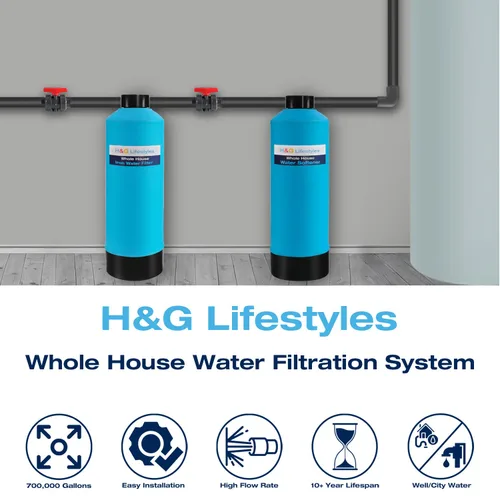 Miniatura 8 de H&G Lifestyles Sistema de filtro de agua para toda la casa, filtro de agua de hierro y manganeso para agua de pozo y agua de la ciudad, reduce