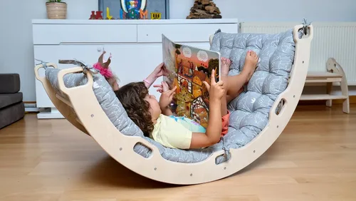 Miniatura 15 de Arco de escalada Arco de balancín Montessori Arco con almohada acogedora Arco de escalada de madera con cojín Arco de escalada de madera
