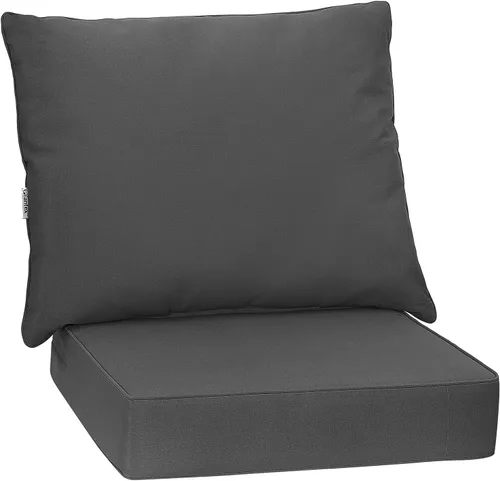 Miniatura 13 de Giantex Juego de cojines de patio con almohada, cojín de asiento profundo y respaldo, almohadillas para sillas de exterior con lazos, reemplazo