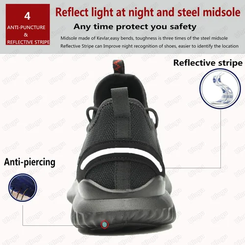 Miniatura 5 de ulogu Steel Toe Sneakers for Men Women Breathable and Lightweight Safety Construction Work Shoe
