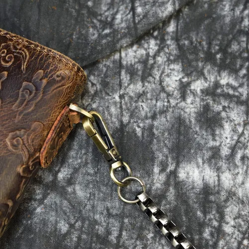 Miniatura 4 de LUUFAN Cartera larga de cuero genuino para hombre tarjetero con bolsillo para monedas