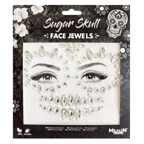 Joyas faciales de Moon Terror – Gemas para el cuerpo de la cara, maquillaje SFX, calcomanías de cristal con purpurina para ojos, joyas temporales de