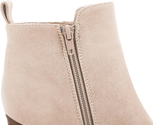 Miniatura 4 de Rilista Botines para mujer, tacón grueso, cremallera lateral, puntera puntiaguda, gamuza, para otoño e invierno