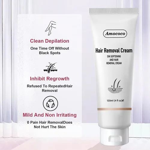 Miniatura 8 de Kit de crema depilatoria sin dolor, crema depilatoria eficaz para mujeres y hombres, formulada con pepino para una piel suave, removedor de vello