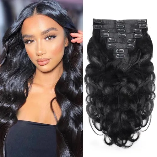 Miniatura 20 de Extensiones de cabello con clip de 12 pulgadas, rizado birmano, negro natural, extensiones de cabello con clip rizado birmano, cabello humano real