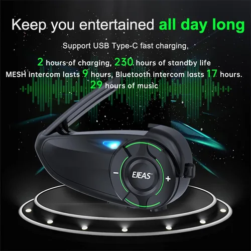 Miniatura 3 de SolaMr Q8 - Auriculares Bluetooth para casco de motocicleta, 230 horas en espera, sistemas de comunicación de malla para 6 conductores