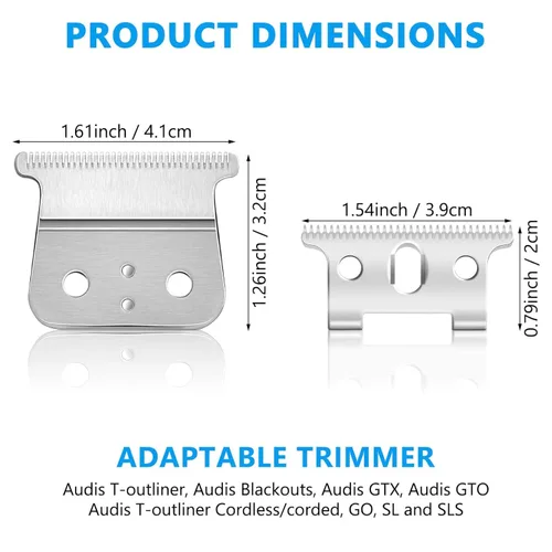 Miniatura 3 de Paquete de 2 piezas de repuesto profesional de hoja en T de grado de barbero compatible con Andis T-Outliner, aprobado por peluquero T Clipper