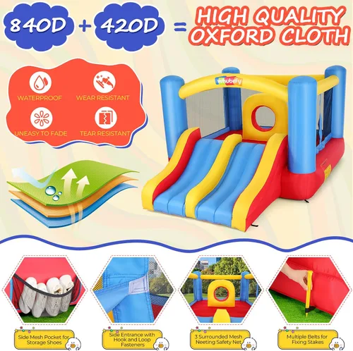 Miniatura 3 de Whubefy Casa de Rebote, Casa de Rebote Inflable para Niños de 3-6 Años y Niños Grandes de 8-12 Años, Tobogán Doble con Obstáculos