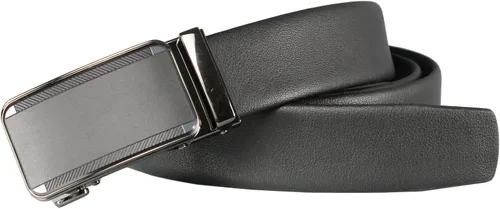 Miniatura 7 de Cinturón de vestir ajustable con trinquete para hombre, cuero negro, ribete para adaptarse