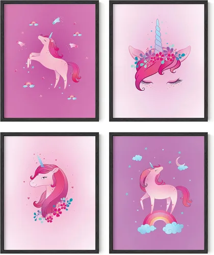 Miniatura 9 de Haus and Hues - Impresiones artísticas de unicornio, juego de 4 pinturas para decoración de pared y pop, póster para habitaciones de adolescentes