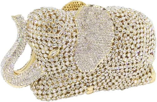 Miniatura 12 de Boutique De FGG Elefante de noche embragues bolsos de mano de metal cristal embrague Minaudiere boda carteras y bolsos nupciales