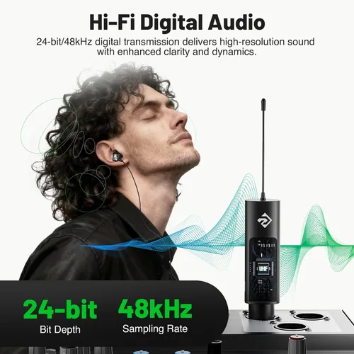 Miniatura 3 de Phenyx Pro Sistema de Monitor Inalámbrico UHF In-Ear, Sistema IEM Profesional con Monitoreo Estéreo, 16 Frecuencias, Rango de 200 pies, Transmisor