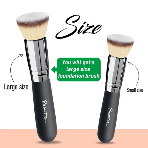 Miniatura 8 de Bueart Design Brocha de maquillaje para base de pulido de parte superior plana, ultra suave, densa, Kabuki, cepillo de maquillaje para líquido
