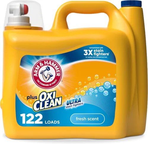 Miniatura 15 de ARM & HAMMER Plus OxiClean Ultra Stain Fighters - Detergente líquido para ropa, removedor de manchas para ropa, aroma fresco, 74 cargas, 96.2 onzas