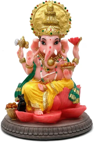 alikiki Estatua de ídolo hindú de Dios Ganesha – 6.8 pulgadas hindú Murti Lord Ganesh Ganpati para oficina en casa, altar mandir templo Pooja,