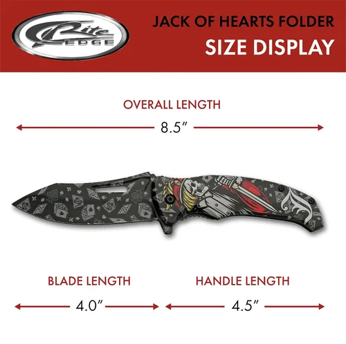 Miniatura 3 de 8.5 "Jack Of Hearts Skull Liner Lock EDC Cuchillo plegable con clip de bolsillo