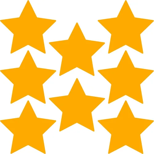 Miniatura 26 de LiteMark Durable Stars, calcomanía roja brillante de 5.5 pulgadas, uso en hormigón liso, azulejos, vidrio, paquete de 8 estrellas Rojo