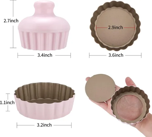 Miniatura 4 de Mini sartén redonda para tartas con parte inferior extraíble, mini moldes antiadherentes para hornear, juego de moldes para quiche de acero al