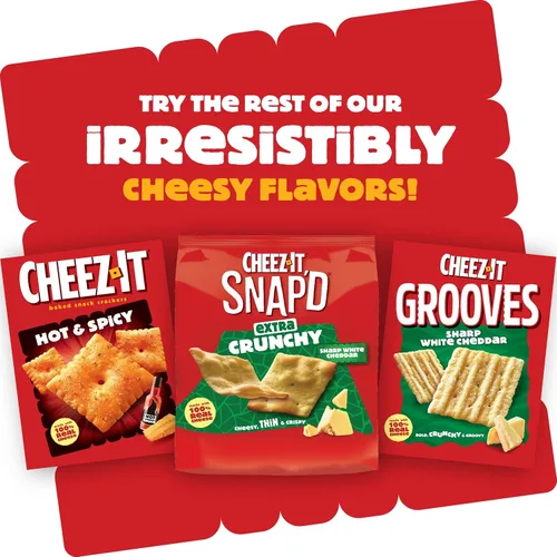 Miniatura 6 de Cheez-It Crunch Pasabocas horneados con sabor a queso, bocadillos para el almuerzo, cheddar blanco fuerte (paquete de 6 bolsas)