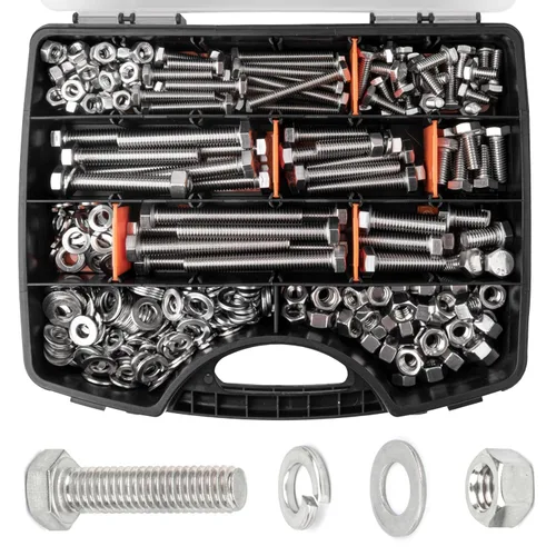 Miniatura 10 de VIGURE - Kit surtido de 228 tornillos métricos M6 M8, M6 x 12/16/20/25/1.181 in de acero inoxidable con brida y tornillos y tuercas métricas