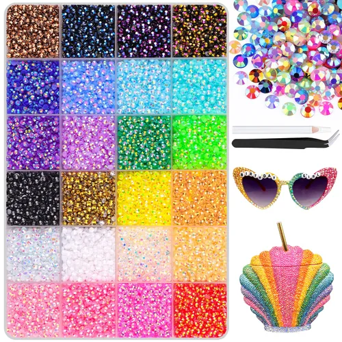 Miniatura 19 de 7000 diamantes de imitación de resina con pinzas para manualidades, diamantes de imitación de gelatina con parte trasera plana de 2/3/4/5/6mm, 4
