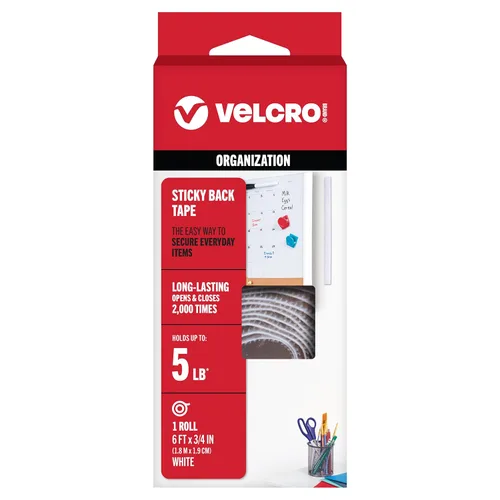 Miniatura 25 de VELCRO Brand - Sujetadores Sticky Back; cinta adhesiva de 3/4 de pulgadas; ideal para el hogar Blanco