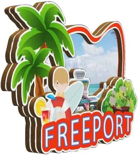 Miniatura 2 de Freeport - Imán para nevera con imán de madera en 3D, monumentos de viaje, coleccionables, recuerdos, decoración hecha a mano -2267