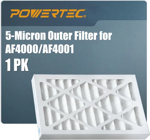 POWERTEC Filtro de aire exterior de 5 micrones para WEN 3410, POWERTEC AF4000/AF4001, sistema de filtración de aire Shop Fox W1830, filtros de aire