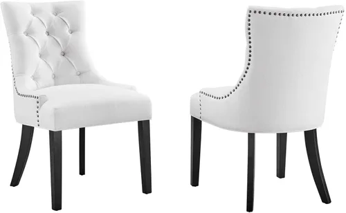 Miniatura 10 de Modway Regent Modern - Sillas de comedor tapizadas de tela copetuda con ribete de clavos en granito
