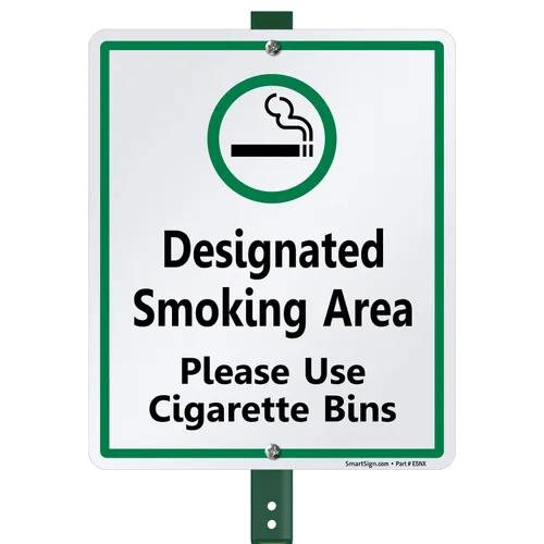 Miniatura 5 de SmartSign Cartel de "Área designada para fumar, por favor use los contenedores de cigarrillos proporcionados", plástico de 10 x 14 pulgadas Plástico