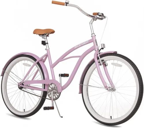 Miniatura 7 de ACEGER Girls Bike with Rattan Basket for 10+ Years, 24" 26" 1 & 7 Speed Comfort Commute Bicycle, Included Dual Brakes & Seat Rack, Adjustable