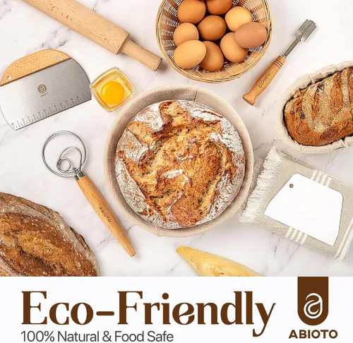 Miniatura 7 de Kit de masa madre con herramientas profesionales para hacer pan - Kit completo para hacer pan de masa madre con bannetons artesanales de 10