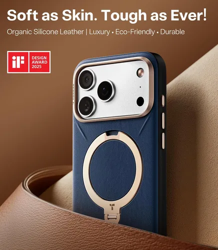 Miniatura 3 de TORRAS Q3 VegSkin - Funda de piel para iPhone 17 Pro Max, soporte magnético de 360 grados, compatible con MagSafe, control de cámara, a prueba