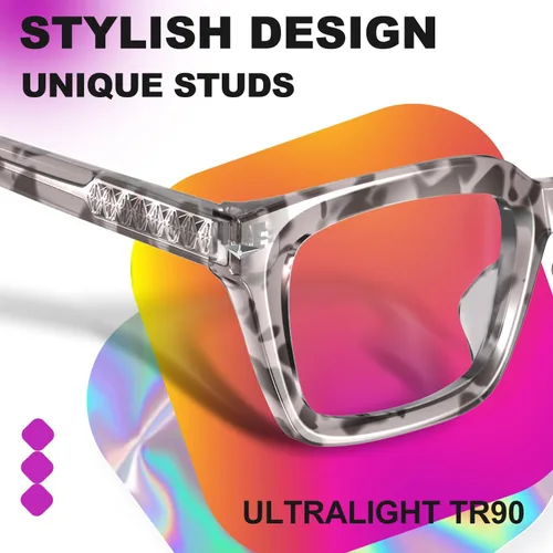 Miniatura 4 de VISOONE Lentes de lectura multifocales progresivos, bisagra de resorte, bloqueo de luz azul, para mujeres y hombres, 1.5x Tortuga cebra