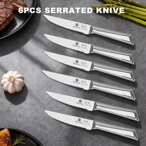 Miniatura 6 de imarku Juego de cuchillos de cocina, juego de 14 cuchillos de acero inoxidable japonés, cuchillos de chef con afilador integrado, apto para Gris