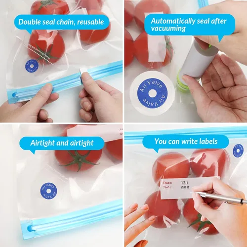 Miniatura 7 de Bolsas Sous Vide de 27 unidades, sin BPA, reutilizables, almacenamiento de alimentos de doble capa (11 x 10 pulgadas) para cocinar, almacenar