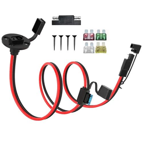 Miniatura 19 de ELFCULB Cable de extensión de conectores de batería SAE de 3.3 pies 10 AWG con 5 fusibles compatible con cargador de batería de generador solar, SAE